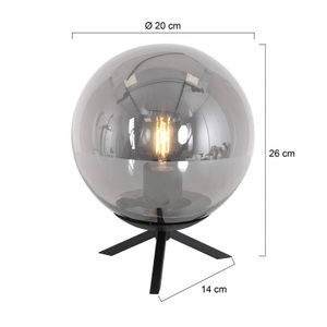 Steinhauer, Tischleuchte Bollique, schwarz, Glas, Ø 20 cm, Dreibein, Tischleuchte Bollique, schwarz, Glas, Ø 20 cm, Dreibein