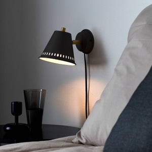 Nordlux, Wandleuchte Pine mit Stecker, schwarz, Wandleuchte Pine mit Stecker, schwarz
