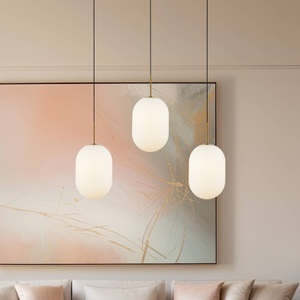 Eko-Light, Hängelampe Alias, Metall goldfarben Opalglas, 3-flammig lang, Hängelampe Alias, Metall goldfarben Opalglas, 3-flammig lang