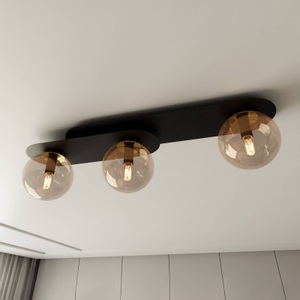 EULUNA, Deckenlampe Plaza, schwarz/amber, dreiflammig, Deckenlampe Plaza, schwarz/amber, dreiflammig