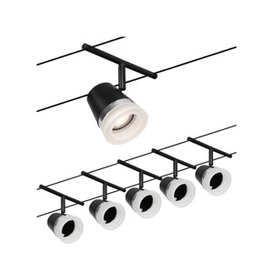 undefined, LED Seilsystemleuchte CONE, Paulmann WireDC Set Cone Seil-Basissystem GU5.3 Schwarz (matt), Chrom