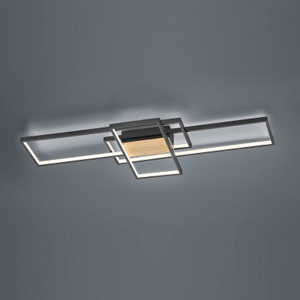 TRIO LEUCHTEN, LED-Deckenleuchte Tucson mit Holzlement, schwarz