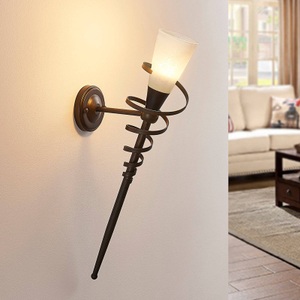 Lampenwelt.com, Rostfarbene LED-Wandfackel Tjark, Rostfarbene Wandfackel Tjark