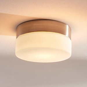 Lampenwelt.com, Runde Bad-Deckenleuchte Amilia, Bad-Deckenlampe Amilia mit Glasschirm, Ø 11 cm