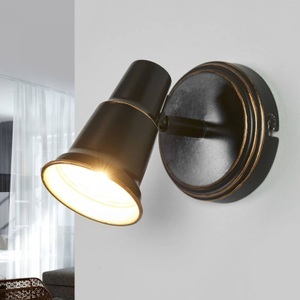 Lampenwelt.com, Arielle - antik aussehende Wandlampe in Schwarz, Arielle - antik aussehende Wandlampe in Schwarz