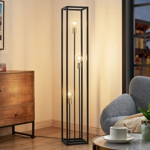 LINDBY, Lindby Tiliane Käfig-Stehlampe, schwarz, 3-flammig, Lindby Tiliane Käfig-Stehlampe, schwarz, 3-flammig
