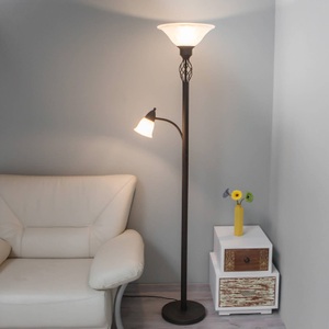 Lampenwelt.com, LED-Deckenfluter Dunja mit Leselampe, Deckenfluter Dunja mit Leselampe