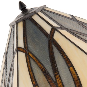 Clayre & Eef, Tischleuchte 5913 mit braunem Glasschirm, Tischleuchte 5913 mit braunem Glasschirm