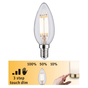 Paulmann, Paulmann LED-Kerze E14 5W Filament 3-step-dim, Paulmann 28738 LED EEK F (A - G) E14 Kerzenform 5 W = 37 W Warmweiß (Ø x H) 35 mm x 80 mm 1 St.