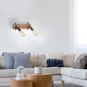 Paul Neuhaus, Wandleuchte Holz mit Stahl 2-Licht verstellbar - Maris