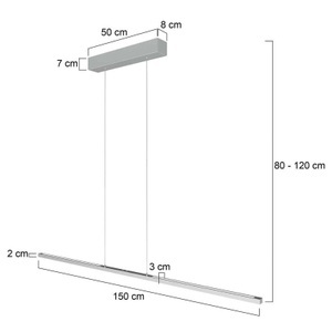 Steinhauer, LED-Hängeleuchte Bande, 155 cm, up/down, stahl, CCT, Dimmer, LED-Hängeleuchte Bande, 155 cm, up/down, stahl, CCT, Dimmer