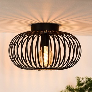 Lucide, Käfig-Deckenleuchte Manuela in Schwarz, 40 cm, Käfig-Deckenleuchte Manuela, Ø 40 cm, schwarz