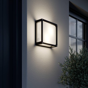 Lampenwelt.com, Quadratische Außenwandlampe Aurelien, Lucande Außenwandlampe Aurelien, grau, Aluminium, 25 x 25 cm