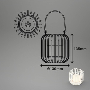 Briloner, LED-Akku-Tischleuchte 7279 IP44 Metallkorb weiß, LED-Akku-Tischleuchte 7279 IP44 Metallkorb weiß