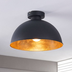Lampenwelt.com, Schwarz-goldene Deckenleuchte Lya, Lindby Deckenleuchte Lya, Ø 31 cm, schwarz-gold, Metall, E27
