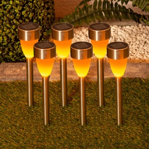 Näve, LED-Solarleuchte 4135006 mit Flammeneffekt 6er-Set, näve LED Gartenleuchte »LED Solar mit Erdspiess 6er-Set«