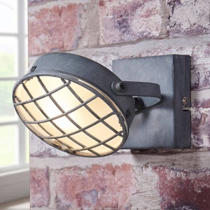 Lampenwelt.com, Rauchgrauer LED-Strahler Tamin, industrieller Stil, Lindby Strahler Tamin, grau, 1-flammig, Glas, G9