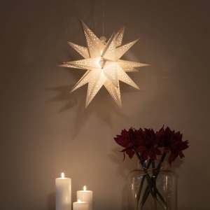 KONSTSMIDE CHRISTMAS, LED-Dekoleuchte Papierstern 3D weiß, dimmbar, LED-Dekoleuchte Papierstern 3D weiß, dimmbar