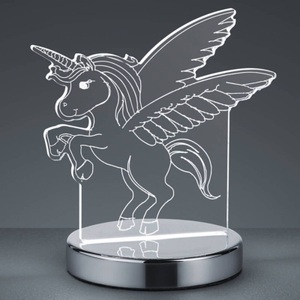 Reality Leuchten, 3D-Hologramm-Tischleuchte Karo m. Einhorn-Motiv, 3D-Hologramm-Tischleuchte Karo m. Einhorn-Motiv