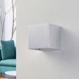 Lampenwelt.com, Aluminium-LED-Wandlampe Esma, eckig, LED-Wandleuchte Esma aus Aluminium grau