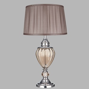 Searchlight, Tischlampe Greyson mit Textilschirm in Braun, Tischlampe Greyson mit Textilschirm in Braun