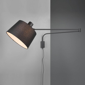 TRIO LEUCHTEN, Wandleuchte Baldo mit Kabel + Stecker, schwarz, Moderne Wandleuchte schwarz verstellbar - Chantal
