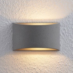 LINDBY, Lindby Edvin LED-Wandleuchte aus Beton, halbrund, Lindby Edvin Wandleuchte aus Beton, halbrund