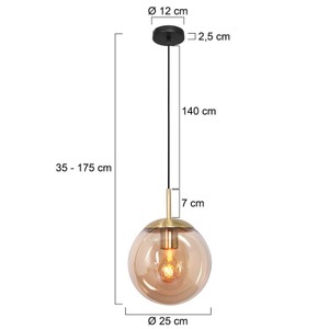 Steinhauer, Hängeleuchte Bollique, messing, Ø 25 cm, Glas, 1-fl., Kugel, Hängeleuchte Bollique, messing, Ø 25 cm, Glas, 1-fl., Kugel
