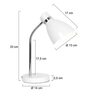 Steinhauer, Tischleuchte Spring, weiß, Metall, Flexarm, mit Schalter, Tischleuchte Spring, weiß, Metall, Flexarm, mit Schalter