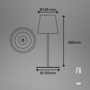 Briloner, LED-Akku-Tischlampe 7507015 chrom matt RGBW IP44 Touchdimmer, LED-Akku-Tischlampe 7507015 chrom matt RGBW IP44 Touchdimmer