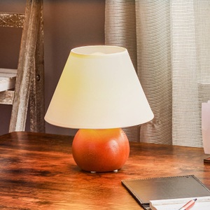 LAMKUR, Tischlampe Gill, Holz rustic/Schirm weiß, Tischlampe Gill, Holz rustic/Schirm weiß