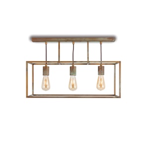 MORETTI LUCE, Deckenlampe Cubic³ 3384 dreiflammig messing antik, Deckenlampe Cubic³ 3384 dreiflammig messing antik
