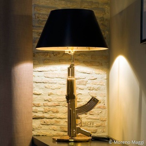 Flos, Table Gun Tischleuchte / H 92 cm - Gold 18 K - by Starck - Flos schwarz/gold en metall, Tischleuchte Table Gun metall schwarz gold / H 92 cm - Gold 18 K - by Starck - Flos gold en metall