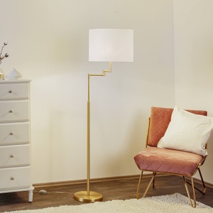 Knapstein, Ausrichtbare LED-Stehlampe Lilian, messing matt, Stehleuchte Lilian mit LED-Dimmer, messing matt