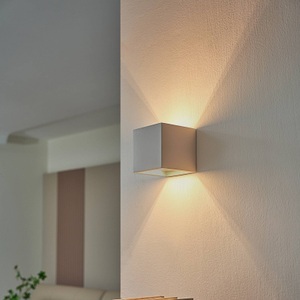 Lampenwelt.com, Dezente Halogen-Wandleuchte Freja aus Gips, Lindby Wandleuchte Freja, weiß, Gips, G9
