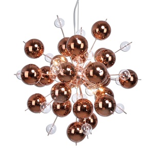 Näve, Pendelleuchte Explosion mit kupfernen Kugeln, Näve Explosion Copper Pendelleuchte Kupfer 65 cm