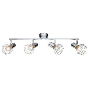 Globo, GLOBO XARA I Strahler chrom, Glas klar, beweglich, LxH:600x150, exkl. 4xE14 40W 230V -, Deckenleuchte Daiva 4-flg.