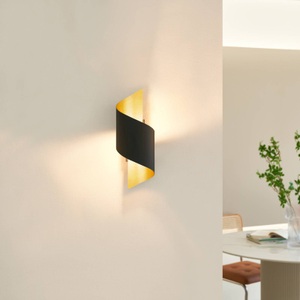 LINDBY, Metall-LED-Wandleuchte Desirio, schwarz-gold, Lindby Wandleuchte Desirio, schwarz, gold, 24cm, Metall