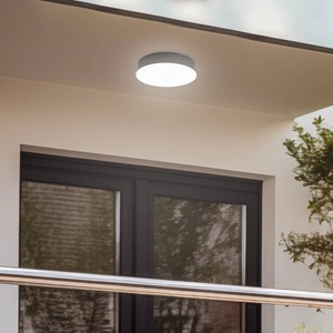 Lampenwelt.com, LED-Außendeckenlampe Lahja, IP65, dunkelgrau, LED-Außendeckenlampe Lahja, IP65, dunkelgrau