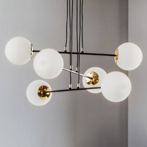 EMIBIG LIGHTING, Hängeleuchte Ognis 6, sechsflammig, schwarz/gold, Hängeleuchte Ognis 6, sechsflammig, schwarz/gold