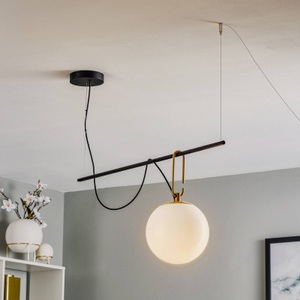 Artemide, Artemide nh S2 22 Hängelampe 90,5 cm Kugel Ø 22cm, Pendelleuchte nh S2 glas schwarz gold metall / Kugel Ø 22 cm - L 87 cm - Artemide metall en glas