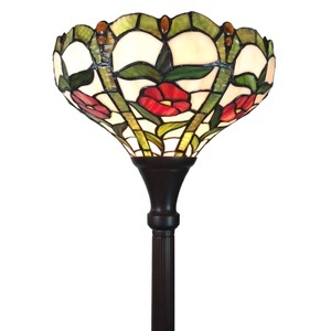 Clayre & Eef, Stehleuchte 6025 mit Glasschirm in Tiffany-Optik, Stehleuchte 6025 mit Glasschirm in Tiffany-Optik