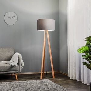 ROTHFELS, Rothfels Arim Tripod-Stehlampe Buche Chintz grafit, Quitani Stehlampe Arim, Buche, Chintz grafit, Tripod