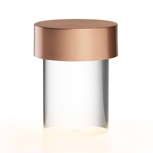 Flos, Flos - Tischleuchte LAST ORDER - Metall - kupfer - 10/10/14 cm, Schnurlosleuchte Last Order glas transparent / INDOOR - Ø 10 x H 14 cm - Flos transparent en glas