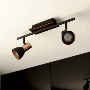 Eglo, Eglo Barnham Ceiling 2ER Black/copper -, LED-Deckenstrahler Barnham, Länge 39,5 cm, schwarz/kupfer