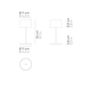 Zafferano, Zafferano Olivia mini 3K Akku-Tischlampe corten, Zafferano Olivia mini 3K Akku-Tischlampe corten