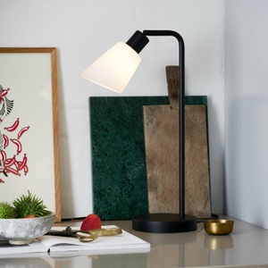 Nordlux, Tischleuchte Molli mit Glasschirm und Schalter, Nordlux Molli 2112825003 Tischlampe E14 Schwarz