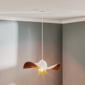 EULUNA, Hängeleuchte Jil, Schirm geschwungen, weiß/kupfer, Hängeleuchte Jil, Schirm geschwungen, weiß/kupfer