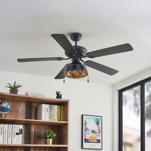 STARLUNA, Starluna Shamoian Deckenventilator schwarz/gold, Lucande Deckenventilator mit Licht Shamoian, leise, Ø 130 cm