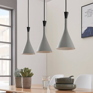 Lampenwelt.com, Hängelampe Flynn fürs Esszimmer, grau, 3-flammig, Hängelampe Flynn fürs Esszimmer, grau, 3-flammig